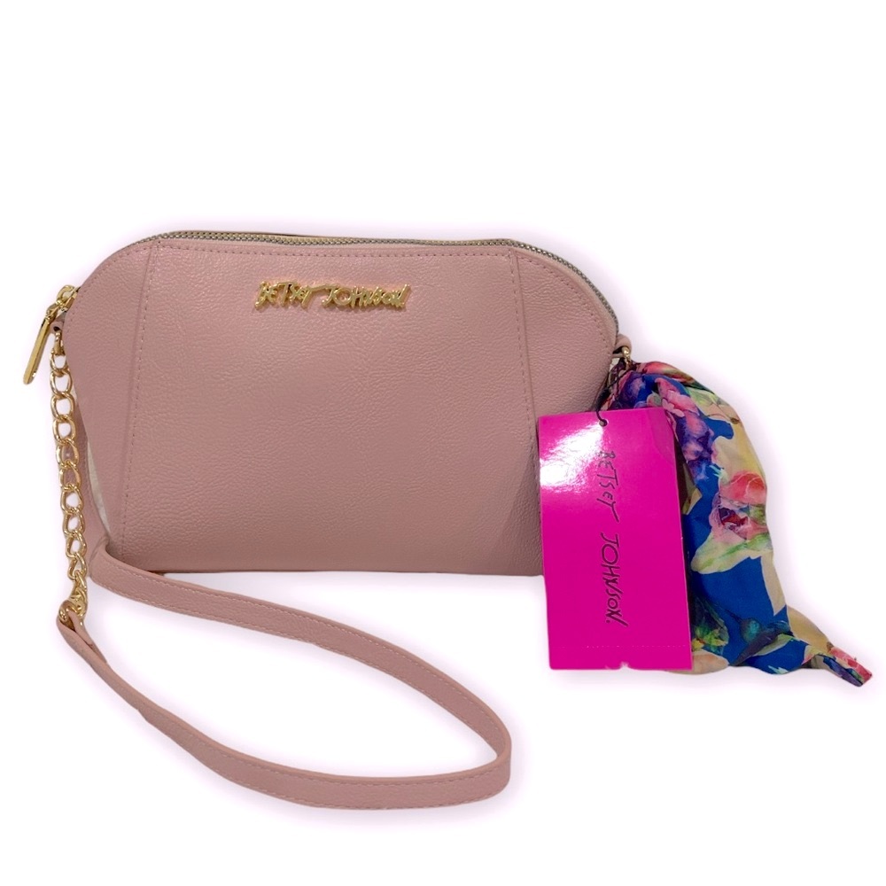 🔥NWT🔥 Betsey John Blush Anaya Chain Crossbody Bag With Scarf | Blush